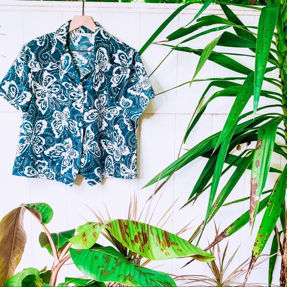 vintage vsco y2k butterfly crop button up popover - Picture 2 of 9